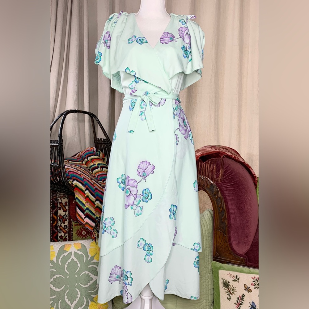 70s Floral Wrap Dress